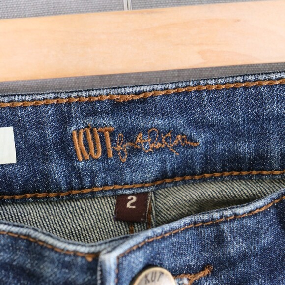 Kut From The Kloth Amy Ankle Straight Leg Jeans Women’s Size 2 Blue Denim Cuffed - Picture 2 of 13